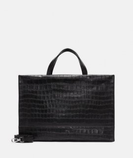 Liebeskind Herren Kroko Lou Satchel L - Schwarz