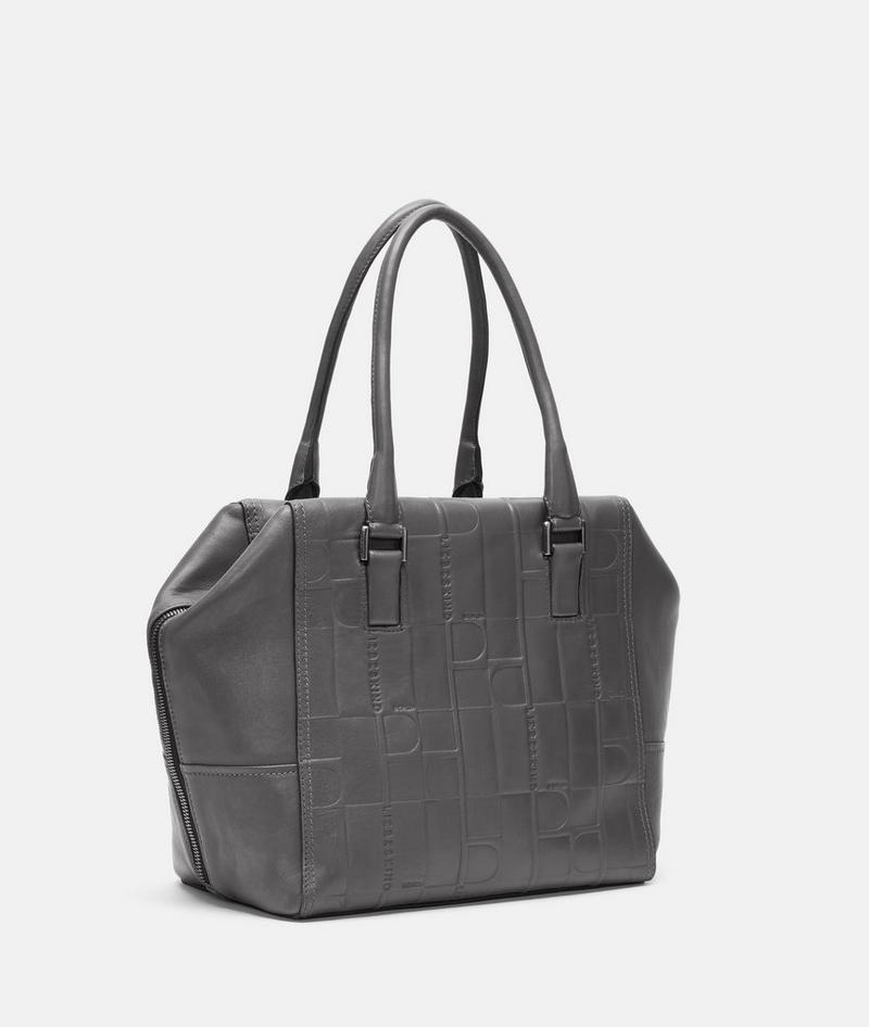 Liebeskind Herren Monogram Kayla Satchel M - Grau