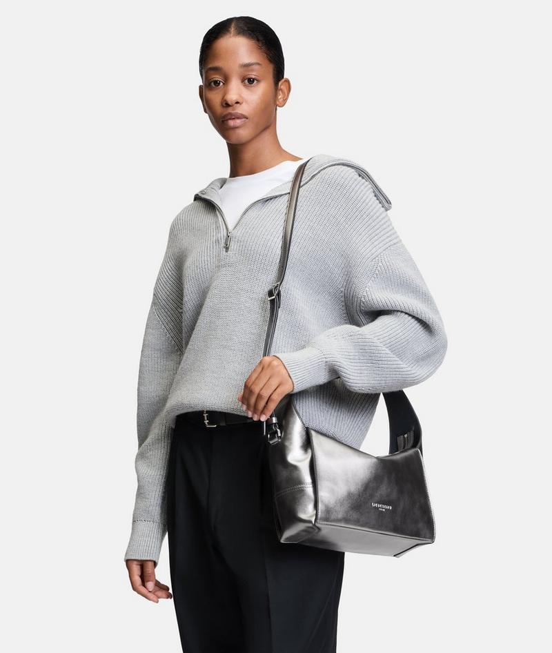 Liebeskind Herren Metallic Lou Hobo S - Silber